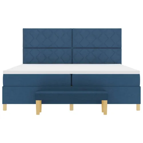 Box spring krevet s uzglavljem Plava 200 x 200 cm tkanina - Plava 200 x 200 cm Dizajn s rombovima Cijena
