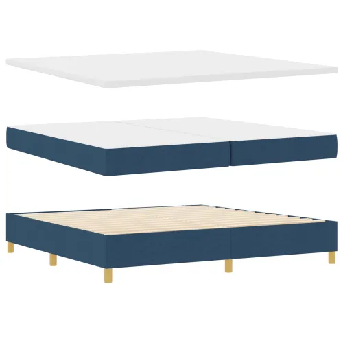 Box spring krevet s uzglavljem Plava 200 x 200 cm tkanina - Plava 200 x 200 cm Dizajn s rombovima Cijena