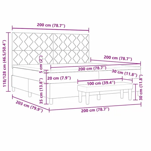 Box spring krevet s uzglavljem Plava 200 x 200 cm tkanina - Plava 200 x 200 cm Dizajn s rombovima Cijena