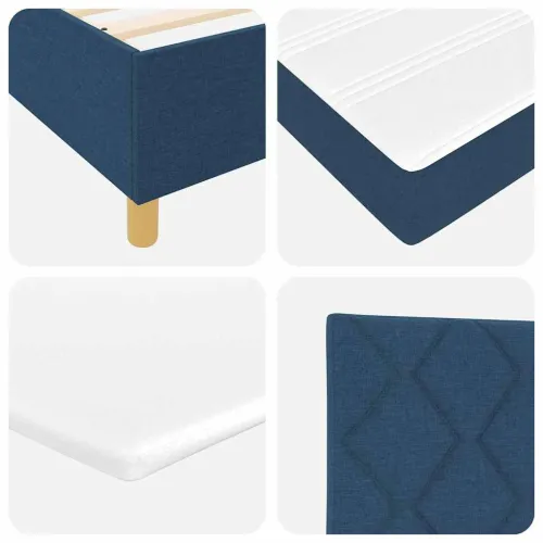 Box spring krevet s uzglavljem Plava 200 x 200 cm tkanina - Plava 200 x 200 cm Dizajn s rombovima Cijena