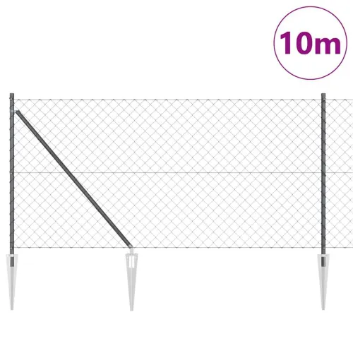 Ograda od lančane veze s šiljcima 10 x 1 m Siva Mreža - 10 x 1 m (60 x 60 mm mreža) Siva Vijak sidro fiksacija Cijena