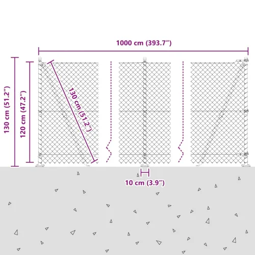 Ograde od lanca s betonskom podlogom 10 x 1,2 m Zelena Mreža - 10 x 1,2 m (40 x 40 mm mrežica) Zelena Betonska baza fiksacija Cijena