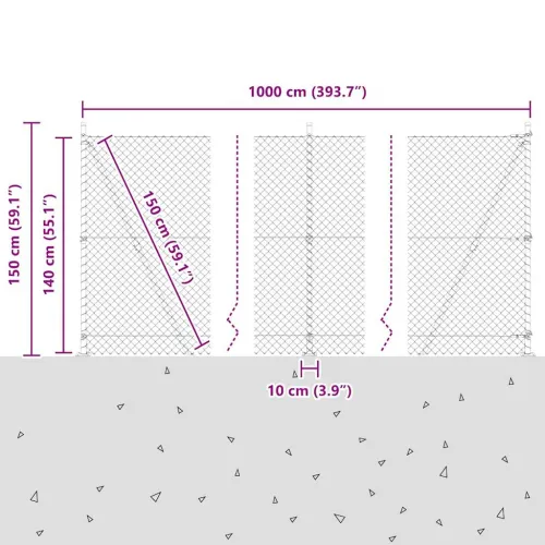 Ograde od lanca s betonskom podlogom 10 x 1,4 m Zelena Mreža - 10 x 1,4 m (40 x 40 mm mreža) Zelena Betonska baza fiksacija Cijena