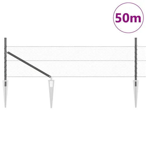 Heksagonalna ograda s stubom 50 x 0,8 m Čelik premazan PVC-om - 50 x 0,8 m (25 mm mreža) Siva Cijena