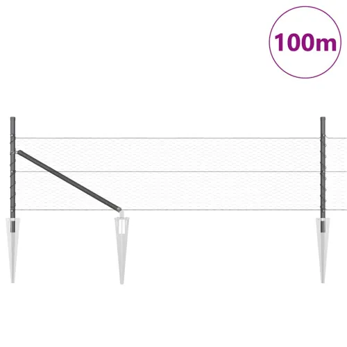 Heksagonalna ograda s stubom 100 x 0,8 m Čelik premazan PVC-om - 100 x 0,8 m (25 mm mreža) Siva Cijena