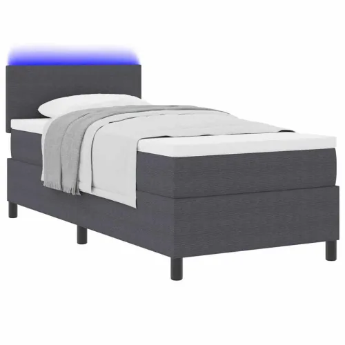 LED Box Spring Krevet Tamno siva i bijela 80 x 200 cm - Tamno siva 80 x 200 cm Nizak uzglavlju Cijena