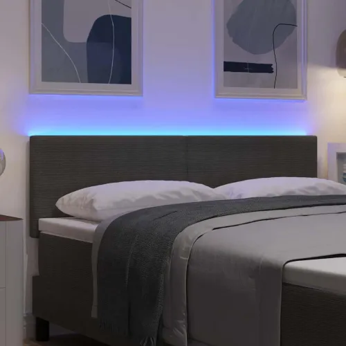 LED glava kreveta Svijetlo siva 144 cm Kordura tekstil - Svjetlosiva 140 cm Nizak uzglavlju Cijena