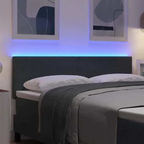 LED glava kreveta Tamno siva 144 cm Kordura tekstil - Tamno siva 140 cm Nizak uzglavlju Cijena