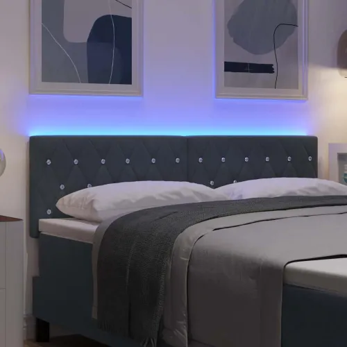 LED glava kreveta s LED trakama Tamno siva 144 cm Baršun - Tamno siva 140 cm Nizak uzglavlju Cijena