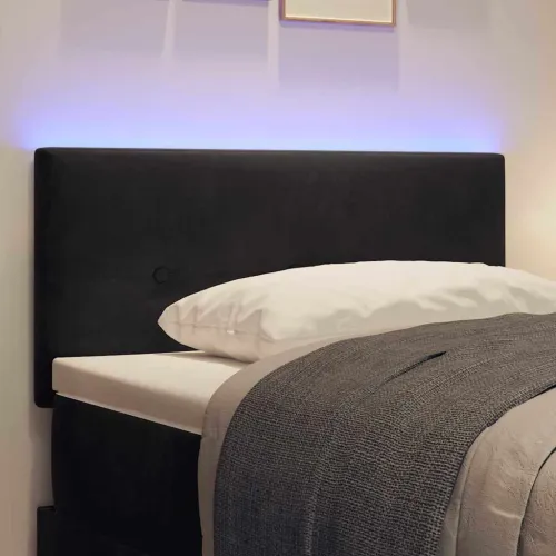 LED glava kreveta s LED trakama Crna 80 cm Baršun - Crna 80 cm Nizak uzglavlju Cijena