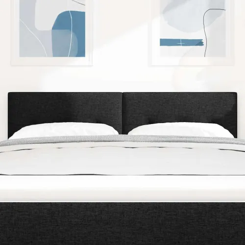 LED glava kreveta s LED trakama Crna 144 cm tkanina - Crna 140 cm Nizak uzglavlju Cijena