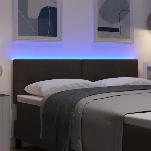 LED glava kreveta s LED trakama Tamno smeđa 160 cm tkanina - Tamno smeđa 160 cm Nizak uzglavlju Cijena