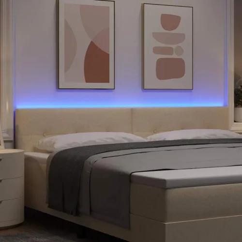 LED glava kreveta s LED trakama Krema 200 cm tkanina - Krema 200 cm Nizak uzglavlju Cijena