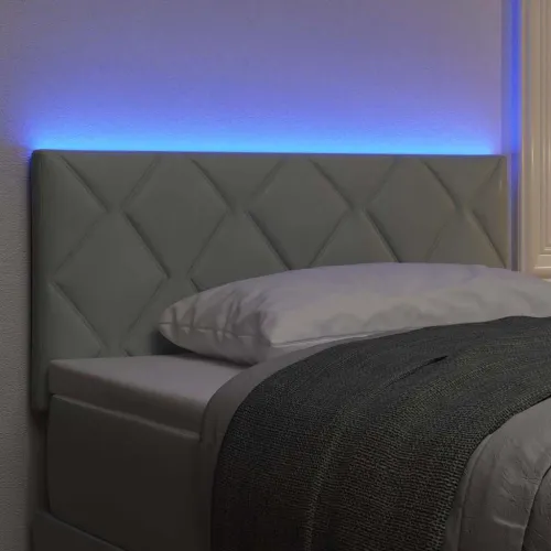 LED glava kreveta Svijetlo siva 100 cm Baršun - Svjetlosiva 100 cm Nizak uzglavlju Cijena