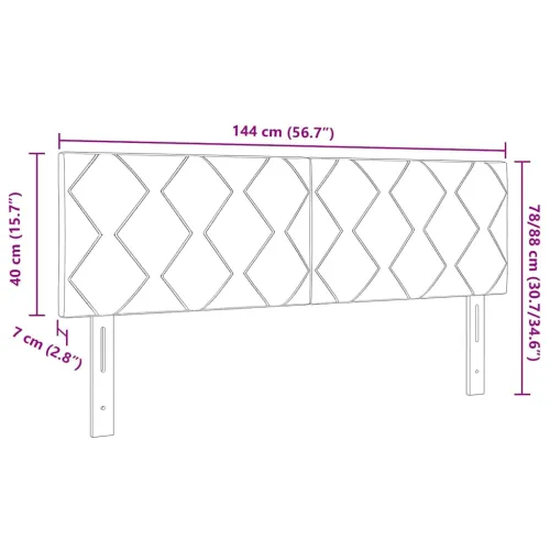 LED glava kreveta Crna 144 cm Baršun - Crna 144 cm Nizak uzglavlju Cijena