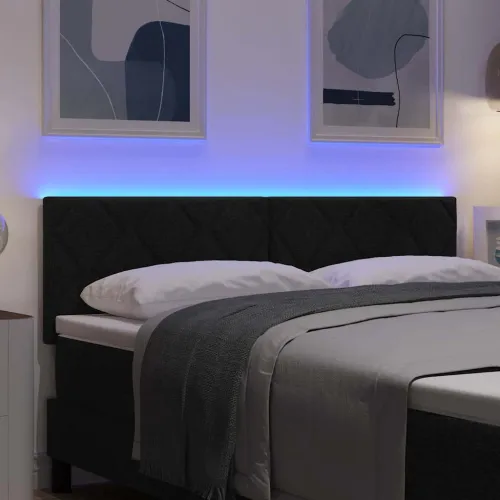 LED glava kreveta Crna tkanina - Crna 160 cm Nizak uzglavlju Cijena