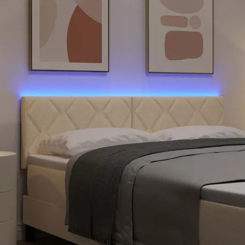 LED glava kreveta Krema tkanina - Krema 160 cm Nizak uzglavlju Cijena