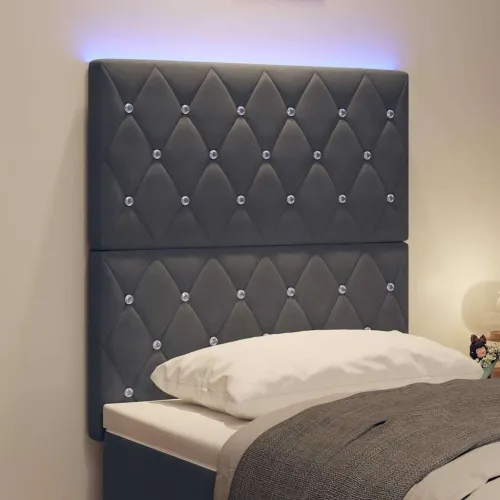 LED glava kreveta s LED trakama Tamno siva 80 cm Baršun - Tamno siva 80 cm Visoki uzglavlje Cijena