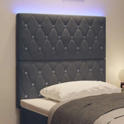 LED glava kreveta s LED trakama Tamno siva 90 cm Baršun - Tamno siva 90 cm Visoki uzglavlje Cijena