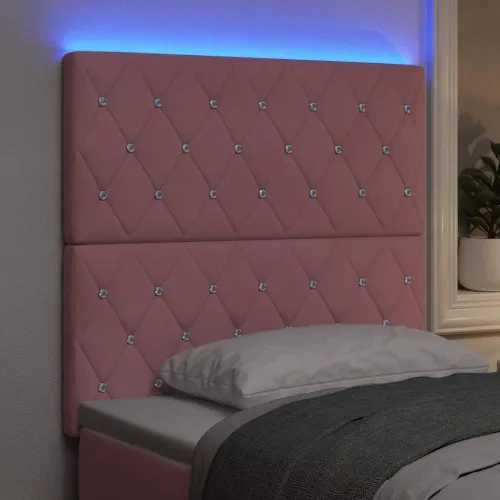 LED glava kreveta s LED trakama Ružičasta 90 cm Baršun - Ružičasta 90 cm Visoki uzglavlje Cijena