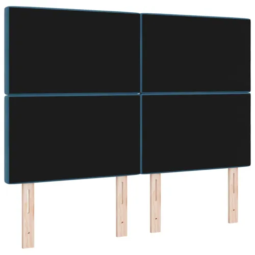 LED glava kreveta s LED trakama Tamno plava 144 cm Baršun - Tamno plava 140 cm Visoki uzglavlje Cijena