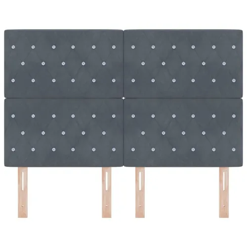 LED glava kreveta s LED trakama Tamno siva 160 cm Baršun - Tamno siva 160 cm Visoki uzglavlje Cijena