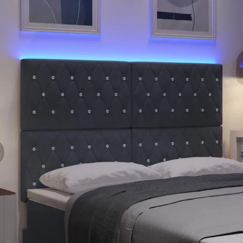 LED glava kreveta s LED trakama Tamno siva 160 cm Baršun - Tamno siva 160 cm Visoki uzglavlje Cijena