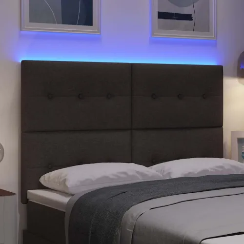 LED glava kreveta s LED trakama Tamno smeđa 160 cm tkanina - Tamno smeđa 160 cm Visoki uzglavlje Cijena