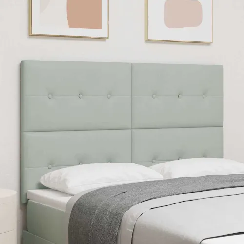 LED glava kreveta s LED trakama Svijetlo siva 160 cm Baršun - Svjetlosiva 160 cm Visoki uzglavlje Cijena