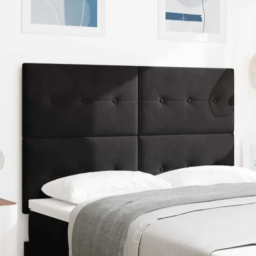LED glava kreveta s LED trakama Crna 160 cm Baršun - Crna 160 cm Visoki uzglavlje Cijena