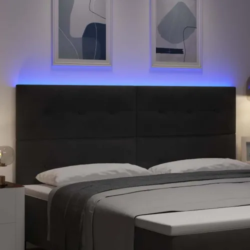 LED glava kreveta s LED trakama Crna 200 cm Baršun - Crna 200 cm Visoki uzglavlje Cijena