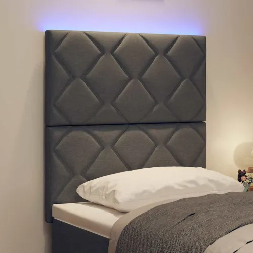 LED glava kreveta Sivi tkanina - Tamno siva 80 cm Visoki uzglavlje Cijena
