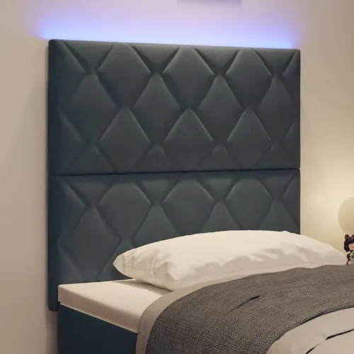 LED glava kreveta Tamno siva 90 cm Baršun - Tamno siva 90 cm Visoki uzglavlje Cijena