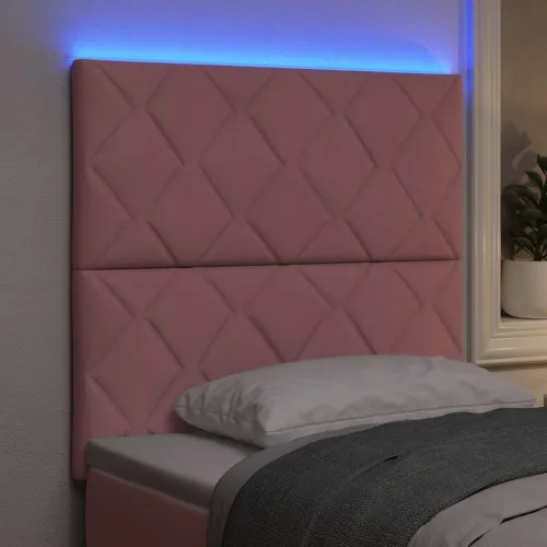 LED glava kreveta Ružičasta 90 cm Baršun - Ružičasta 90 cm Visoki uzglavlje Cijena