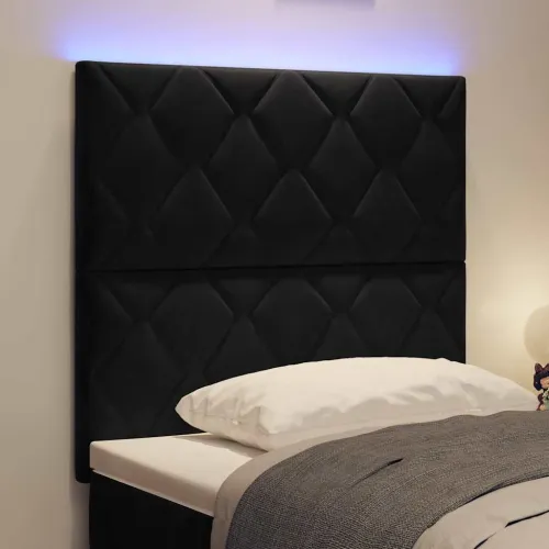 LED glava kreveta Crna 100 cm Baršun - Crna 100 cm Visoki uzglavlje Cijena