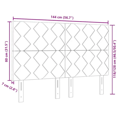 LED glava kreveta Crna 144 cm Baršun - Crna 144 cm Visoki uzglavlje Cijena