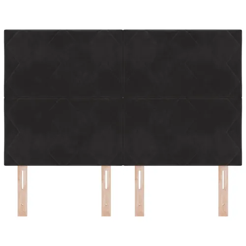 LED glava kreveta Crna 144 cm Baršun - Crna 144 cm Visoki uzglavlje Cijena