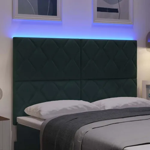 LED glava kreveta Tamnozelena 144 cm Baršun - Tamnozelena 144 cm Visoki uzglavlje Cijena