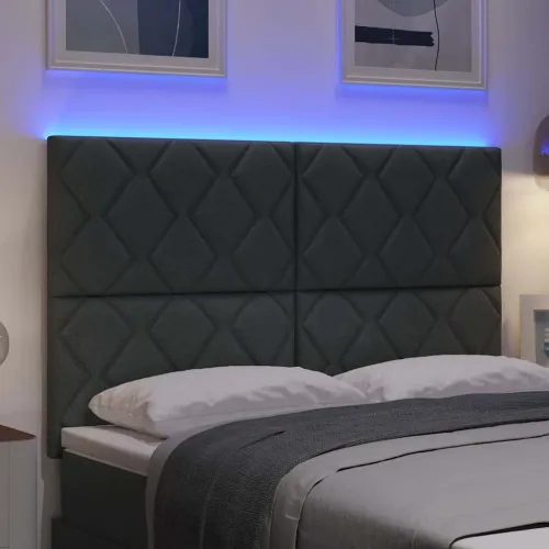 LED glava kreveta Sivi tkanina - Tamno siva 160 cm Visoki uzglavlje Cijena