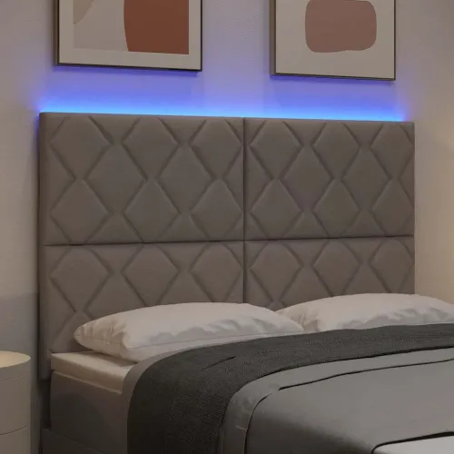 LED glava kreveta Sivo-smeđa tkanina - Sivo-smeđa 160 cm Visoki uzglavlje Cijena