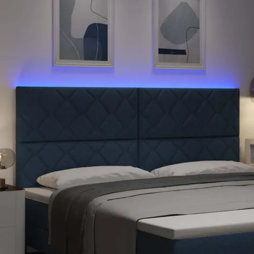 LED glava kreveta Plava tkanina - Plava 200 cm Visoki uzglavlje Cijena