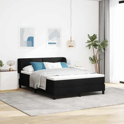 Box spring krevet s uzglavljem Crna 140 x 190 cm tkanina - Crna 140 x 190 cm Prošiveno gumbima Cijena
