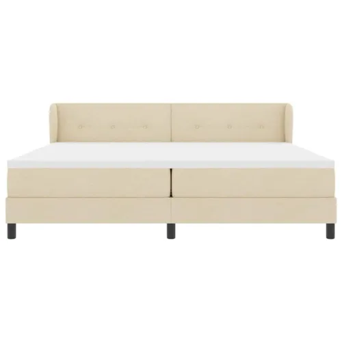 Box spring krevet s uzglavljem Krema 200 x 200 cm tkanina - Krema 200 x 200 cm Prošiveno gumbima Cijena