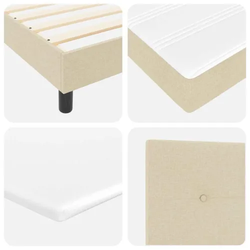 Box spring krevet s uzglavljem Krema 200 x 200 cm tkanina - Krema 200 x 200 cm Prošiveno gumbima Cijena