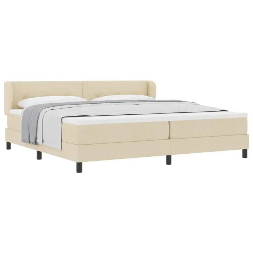 Box spring krevet s uzglavljem Krema 200 x 200 cm tkanina - Krema 200 x 200 cm Prošiveno gumbima Cijena