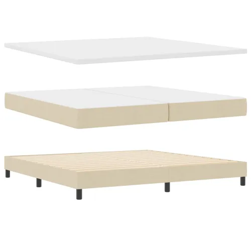 Box spring krevet s uzglavljem Krema 200 x 200 cm tkanina - Krema 200 x 200 cm Prošiveno gumbima Cijena