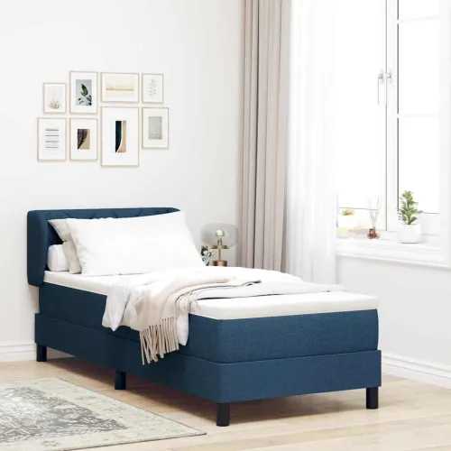 Box spring krevet s uzglavljem Plava 80 x 200 cm tkanina - Plava 80 x 200 cm Dizajn s rombovima Cijena