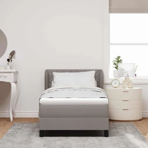 Box spring krevet Sivo-smeđa 90 x 200 cm tkanina - Sivo-smeđa 90 x 200 cm Dizajn s rombovima Cijena