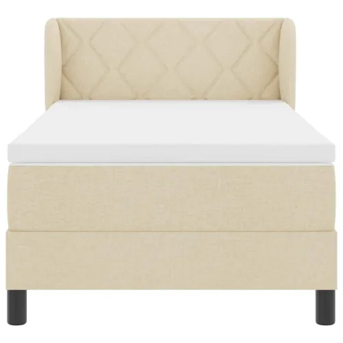 Box spring krevet s uzglavljem Krema 100 x 200 cm tkanina - Krema 100 x 200 cm Dizajn s rombovima Cijena