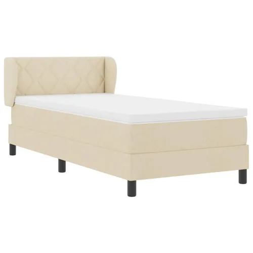 Box spring krevet s uzglavljem Krema 100 x 200 cm tkanina - Krema 100 x 200 cm Dizajn s rombovima Cijena